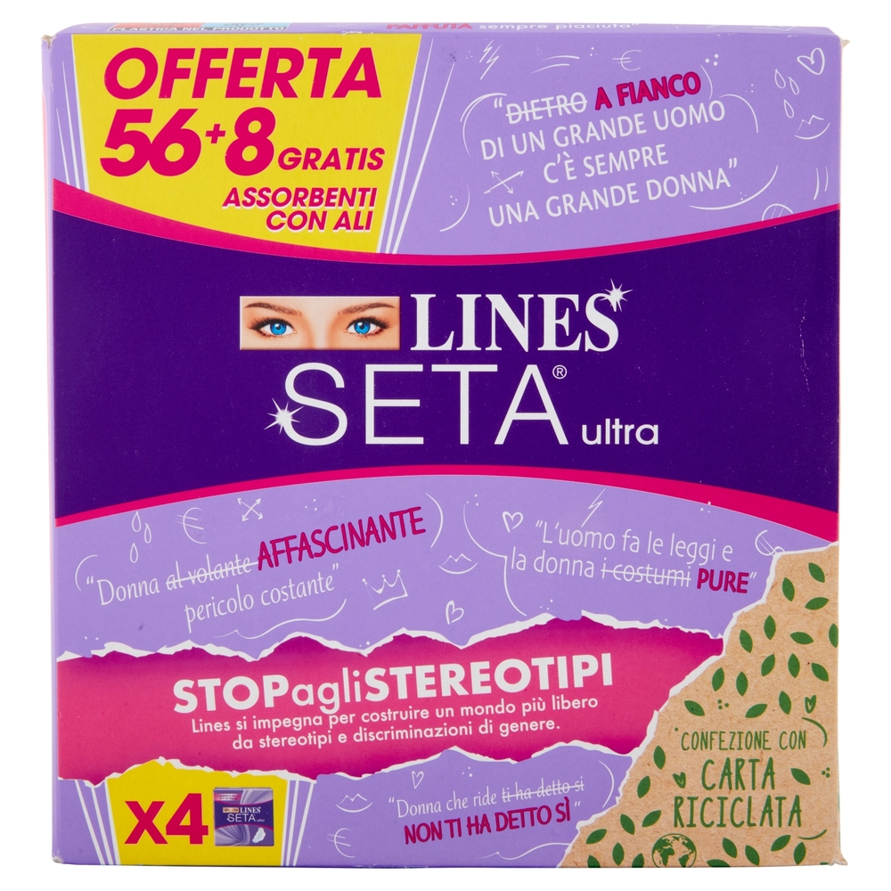 Lines Seta ultra Assorbenti con Ali 56+8 pz